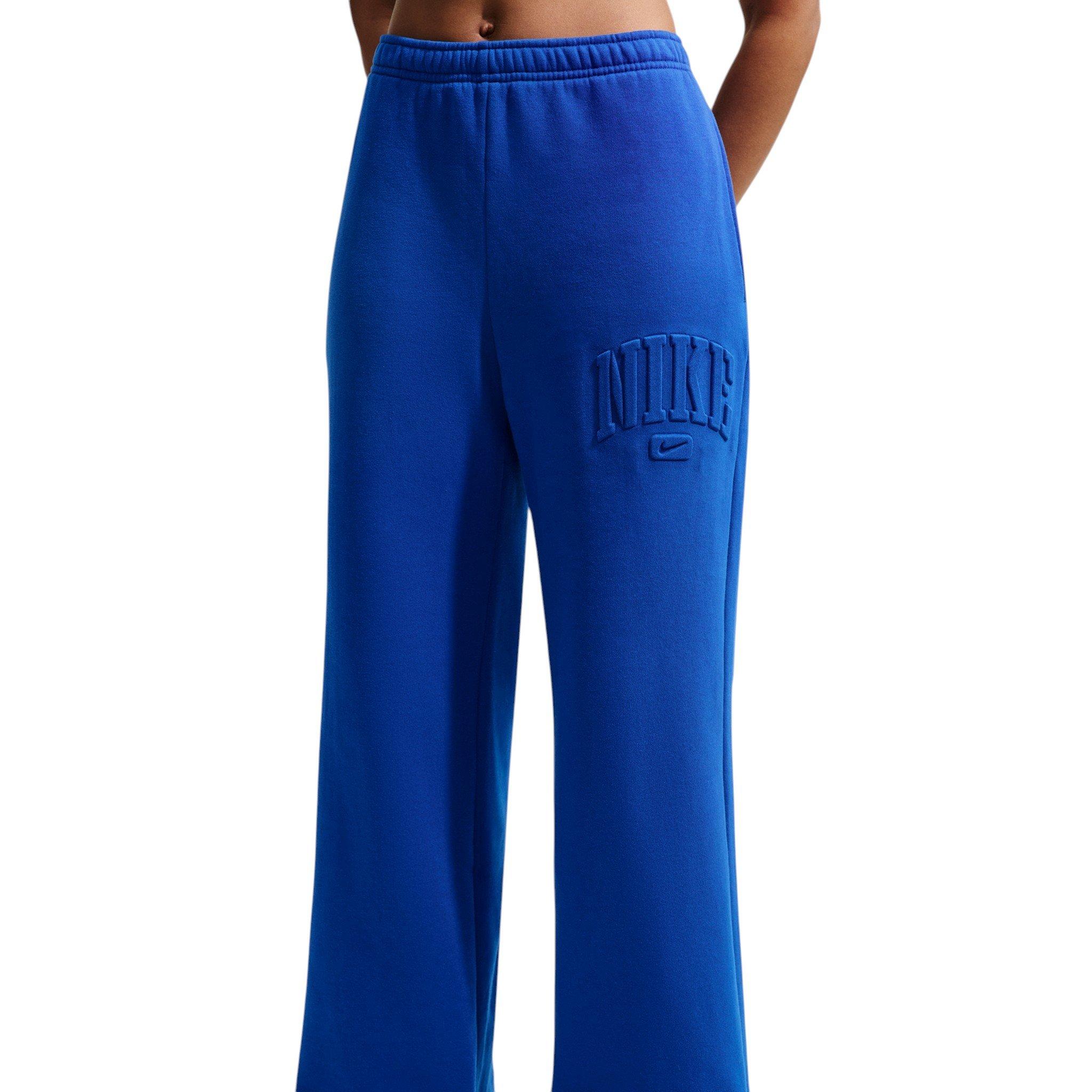 Nike Women's Studio Fleece Med Weight Mid-Rise Wide Leg Pants - Royal - ROYAL